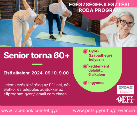 Senior torna 60+ - ingyenes mozgásprogram